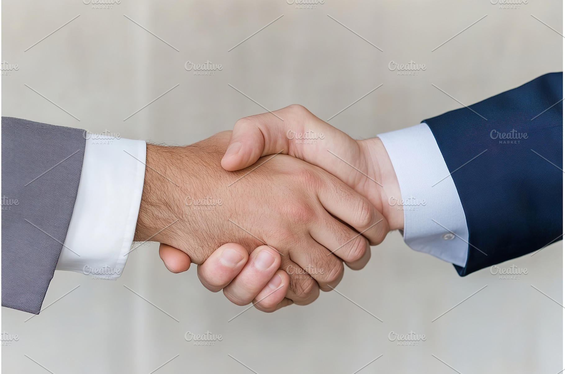 Two men shaking hands in a deal, a Business Photo by Lermont51