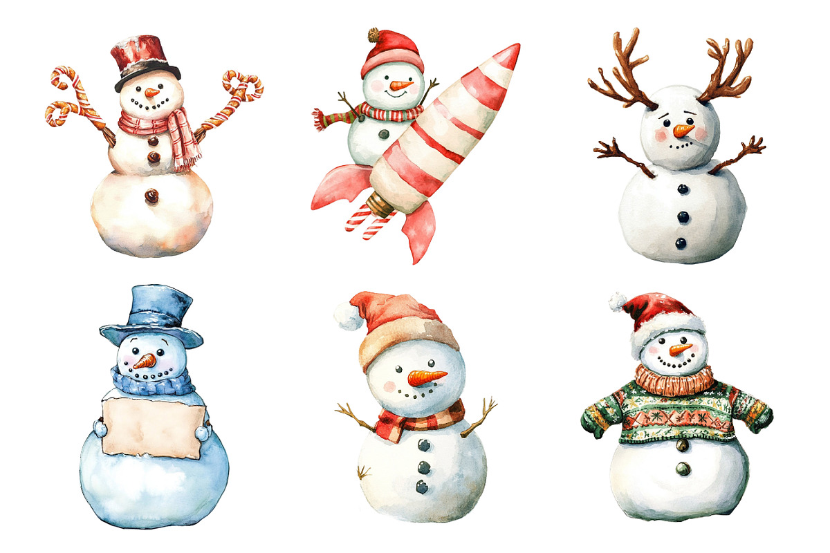 Funny Christmas Snowman Clipart, an Illustration by Daily.Designs (Photo 4 of 5)