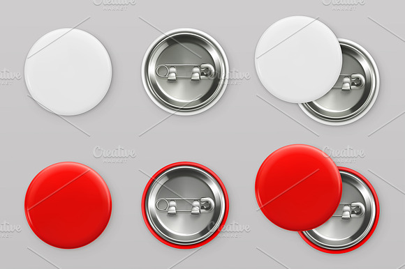 White And Red Badges Vector Icons