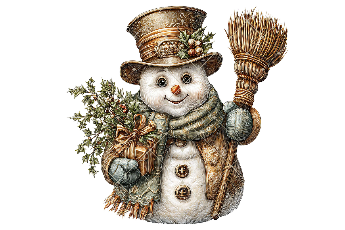 Snowman With Gift Clipart PNG, an Illustration by Memories By Lea (Photo 16 of 17)