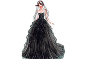 Black wedding bridal illustration, a Person Illustration by tranyenhanu (Thumbnail 3 of 3)