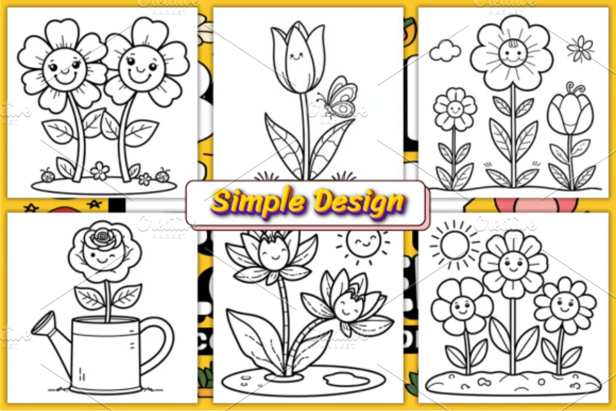 Bold and Easy Flowers Coloring Pages, a Decorative Illustration by Ink Gallery (Photo 3 of 4)