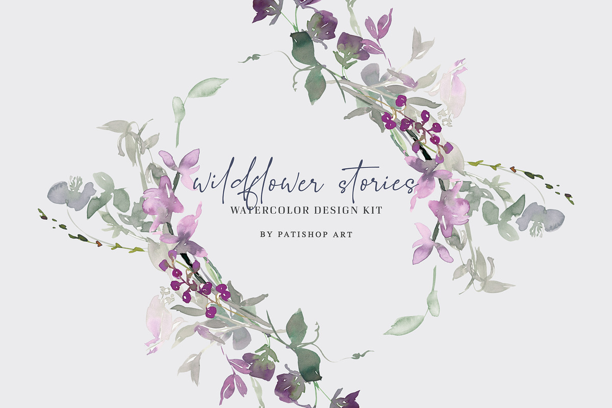 Watercolor Wildflower Clipart Set, an Illustration by Patishop Art (Photo 4 of 23)