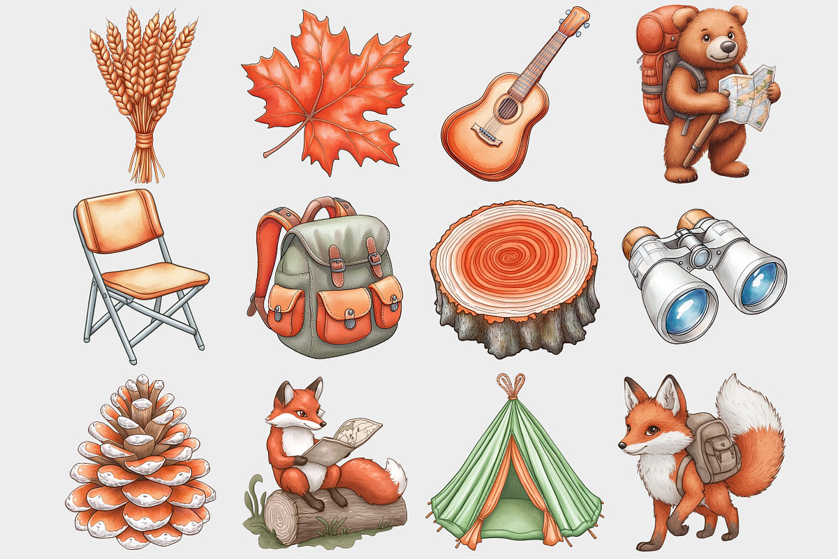 Watercolor Camping Clipart, a Seasonal Illustration by Design Market (Photo 3 of 5)