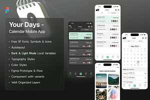 Calendar Mobile App Figma UI Kit, an UI Kit Template by BeadyLab