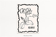 Aquarius Zodiac Wall Print Flower, a Decorative Illustration by MariaScaroniAtelier (Thumbnail 1 of 4)
