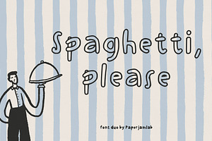 Spaghetti. Handwritten font duo, a Handwritten Font by PaperJamLab