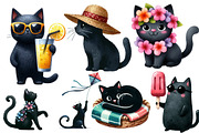 Cat Silhouette Summer Clipart, an Illustration by Designworld (Thumbnail 2 of 6)