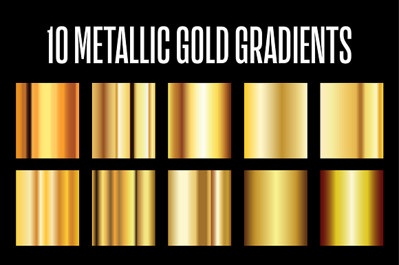 10 Metallic Gold Gradients .Ai File preview 3