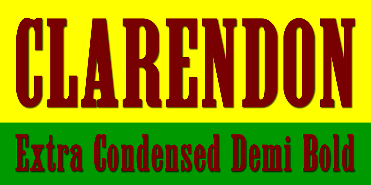 Clarendon Extra Condensed, a Slab Serif Font by Wooden Type Fonts