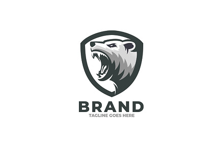 Angry Bear And Shield Logo Design