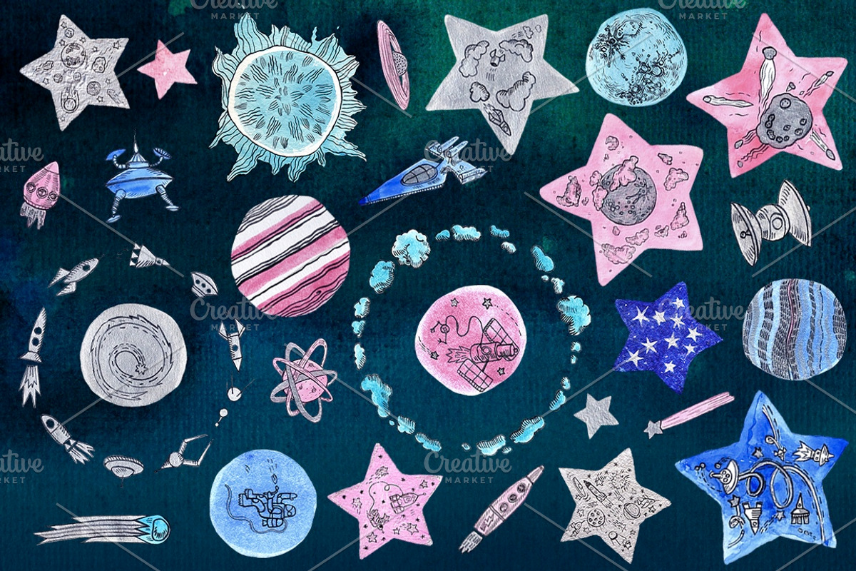Friendly Space illustrations set, an Illustration by Dmitry_Nekrasov (Photo 3 of 9)