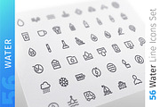 Water Line Icons Set, an Outline Icon by Voysla's Shop (Thumbnail 1 of 4)