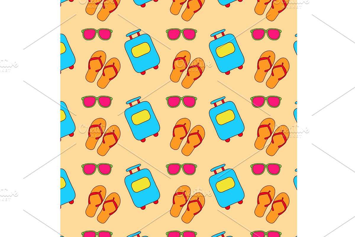 Cartoon travel pattern with, an Object Illustration by okskukuruza