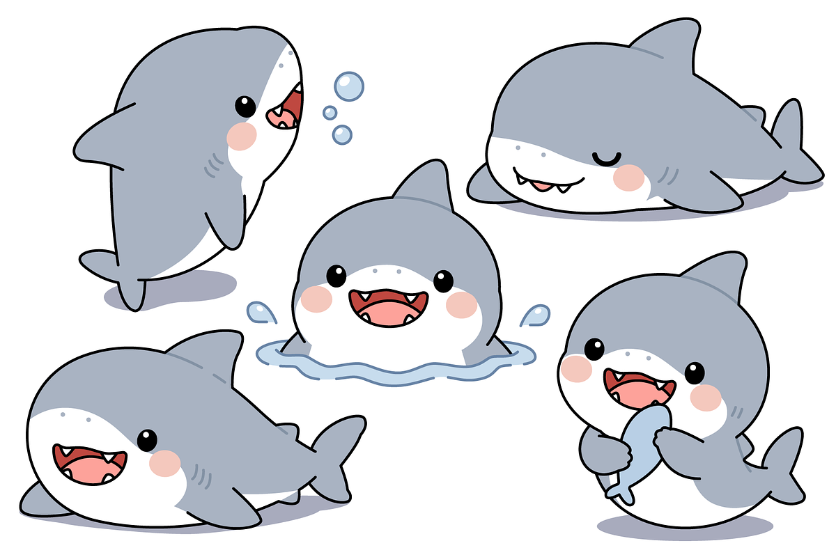 Baby Shark Cartoon Character Set, an Animal Illustration by Artpon Illustration (Photo 3 of 3)