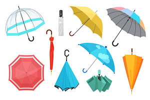 Closed & open umbrellas, an Object Illustration by Lemberg Vector