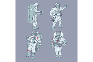 Astronauts In Spacesuits. Spacemen