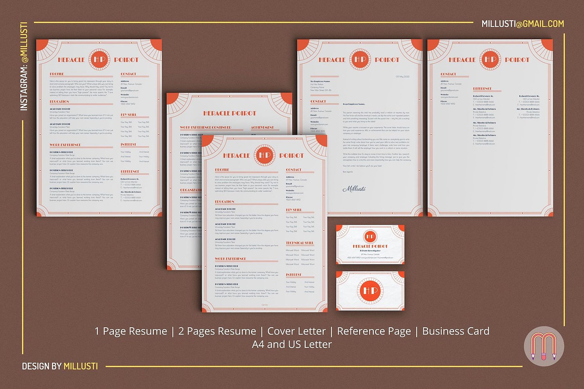 Art Deco Resume Template with Photo, a Resume Template by Millusti (Photo 2 of 7)