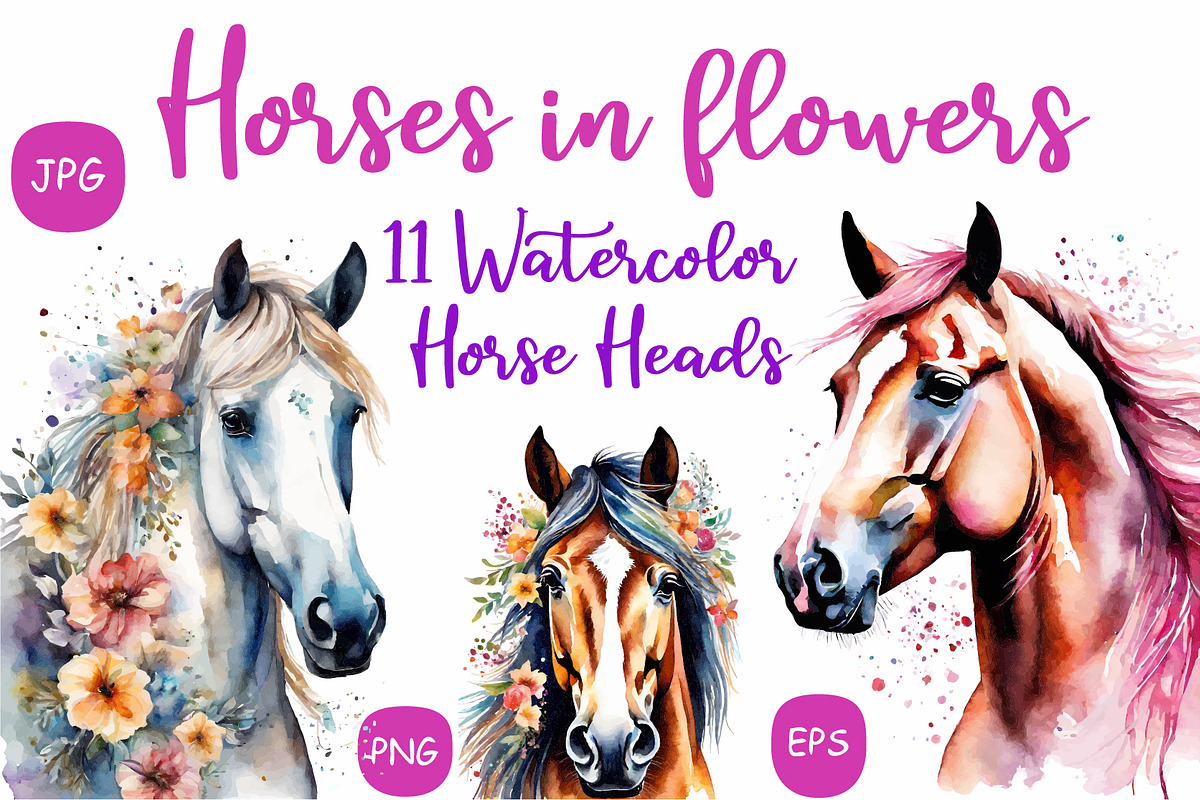 Horse with Flowers, an Animal Illustration by Michiru13 (Photo 1 of 3)