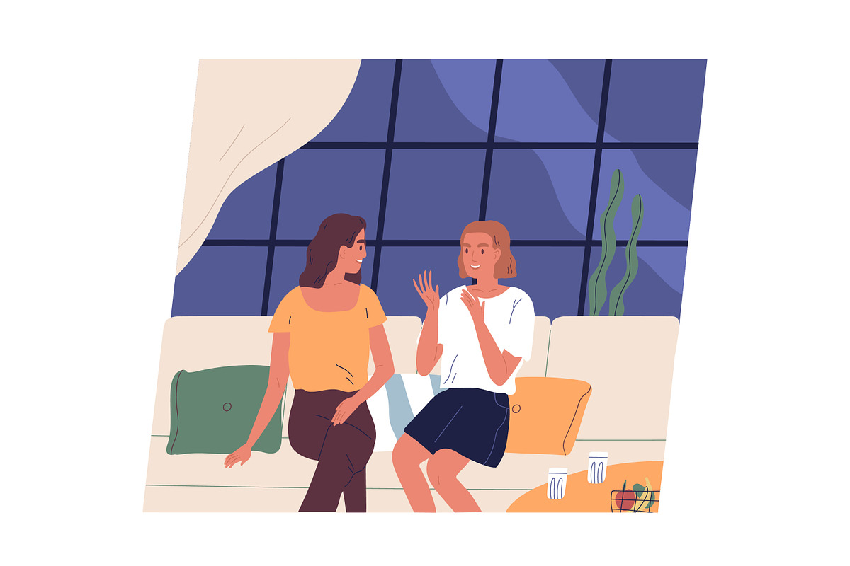 Female friends meeting at the cafe, a Person Illustration by Good Studio (Photo 1 of 3)