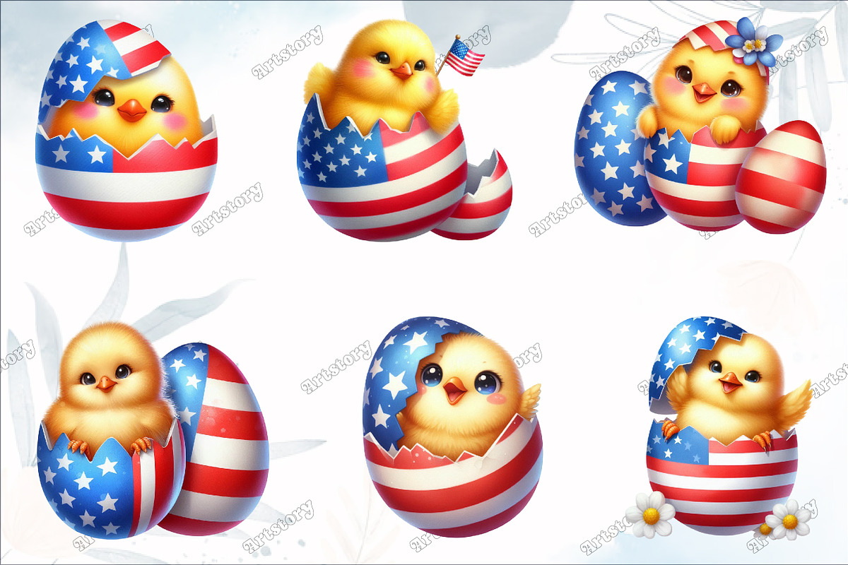 Patriotic USA Baby Chicken Clipart, a Graphic by designcity5 (Photo 2 of 5)