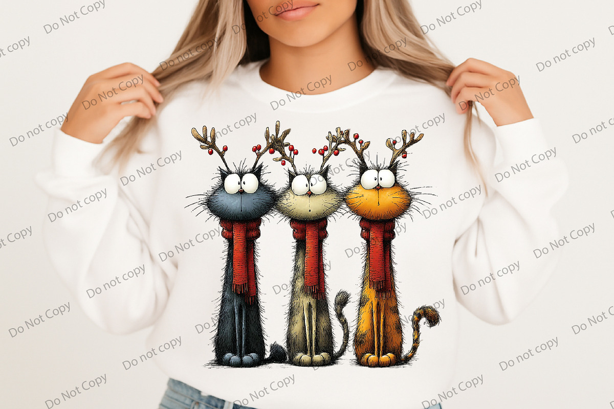 Quirky Christmas Three Cat PNG, an Illustration by Libby Wishes (Photo 3 of 8)