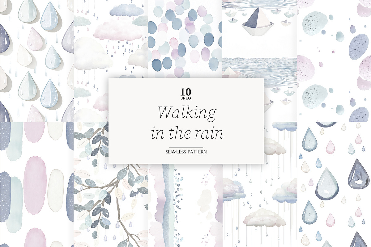 Rainy Day Seamless Paper Pattern, a Pattern Graphic by GlamArtZhanna (Photo 1 of 4)