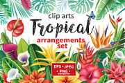 Tropical floral arrangements, a Seasonal Illustration by ViktoriaARTprint (Thumbnail 1 of 8)