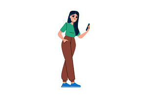 Young woman using smartphone, a Person Illustration by pikepicture