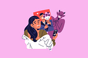 Love search, online dating app set, a Person Illustration by PaperTrident (Thumbnail 7 of 7)
