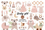 Newborn Baby Girl Clipart, an Object Illustration by JulzaArt (Thumbnail 1 of 7)