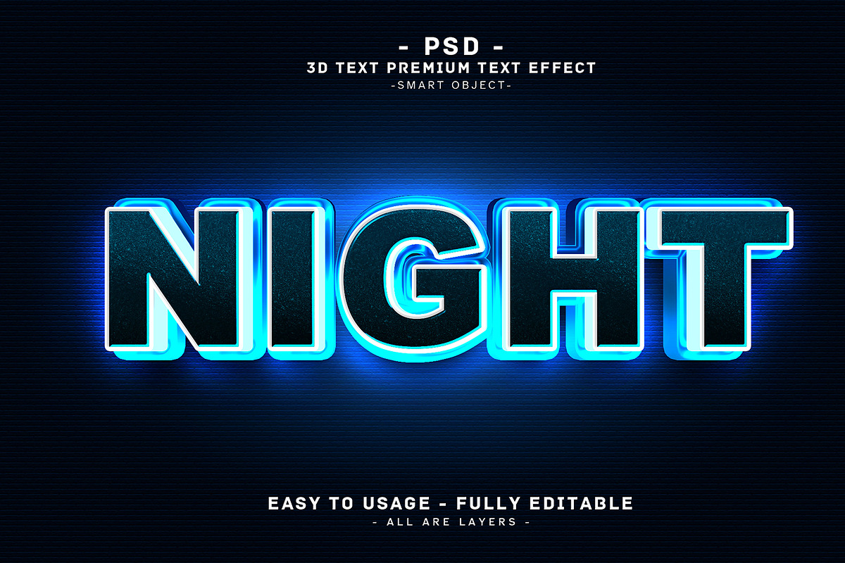 Night 3D Editable Psd Text Effect, a Layer Style Add-On by Md Jahidul99