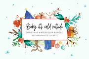 60 Christmas Watercolor  Clip Art, an Illustration by Qamber Designs & Media (Thumbnail 1 of 13)
