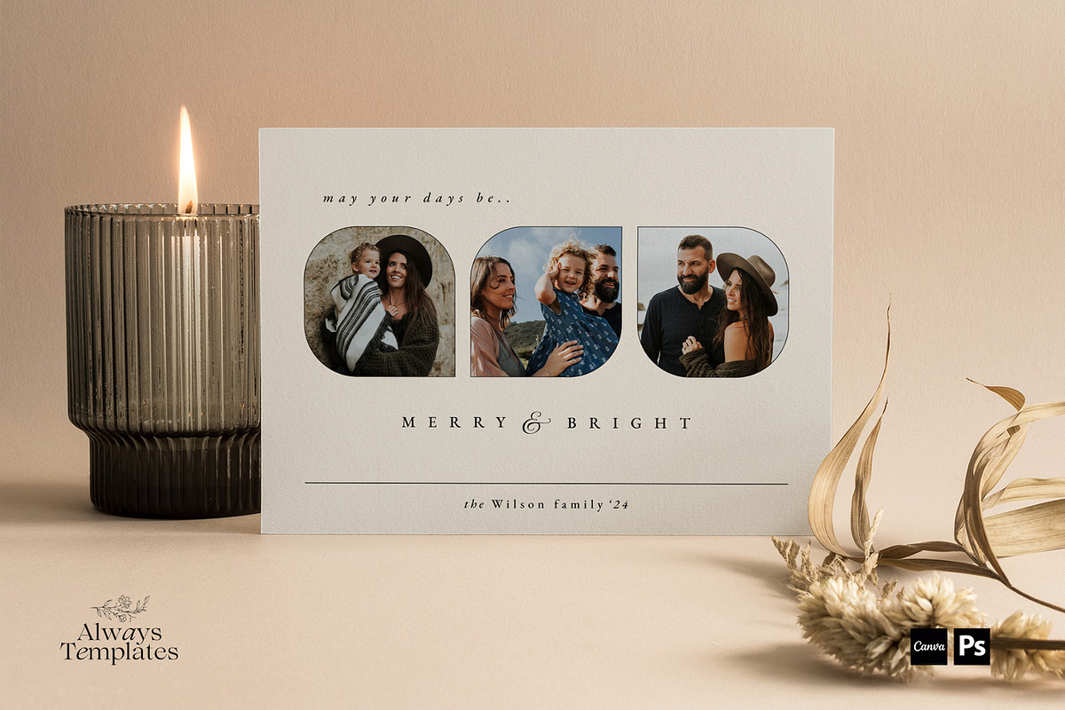 Christmas Card Template CC206, a Card Template by Always Templates (Photo 2 of 3)
