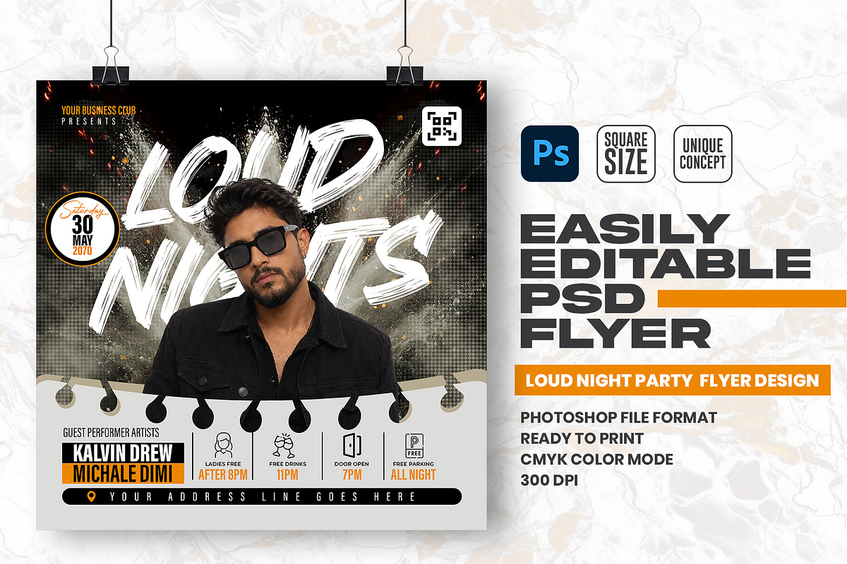 Night Party PSD Flyer Design, a Flyer Template by Shajib Shikder (Photo 1 of 2)