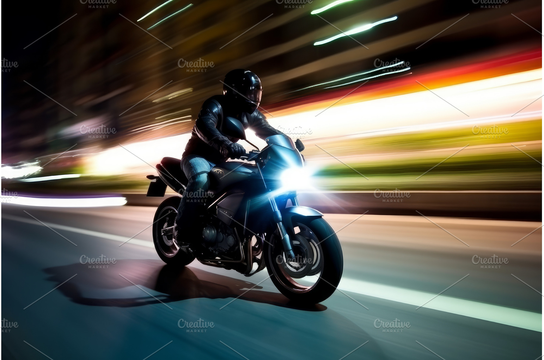Motorcycle rides high speed, a Transportation Photo by Ylivdesign