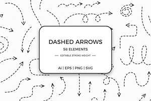 Dashed Arrows – 58 Vector Elements, an Illustration by PixMarket