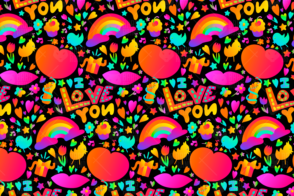Neon Romantic Love Set, a Marketing Template by barsrsind (Photo 2 of 2)