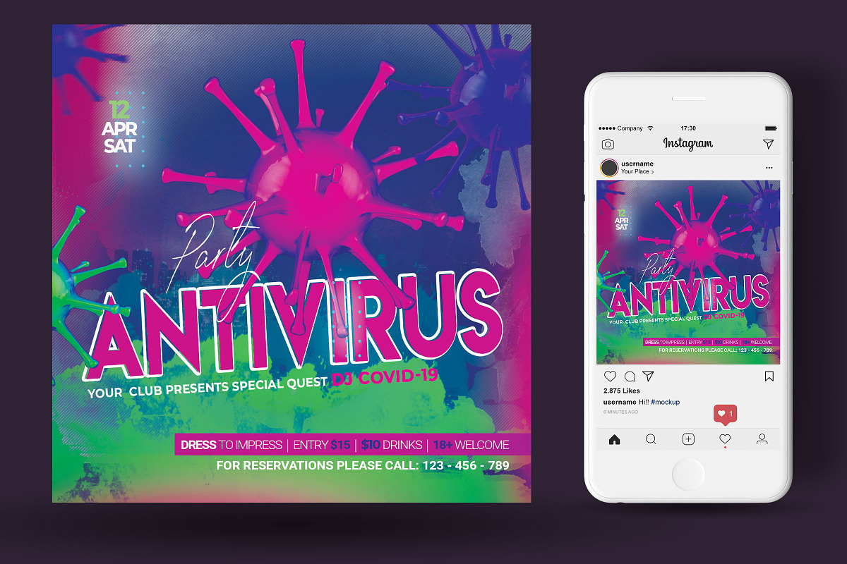 AntiVirus Party Flyer, a Flyer Template by Artolus