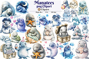 Cute Baby Watercolor Manatees png, an Illustration by Watercolor design (Thumbnail 1 of 5)