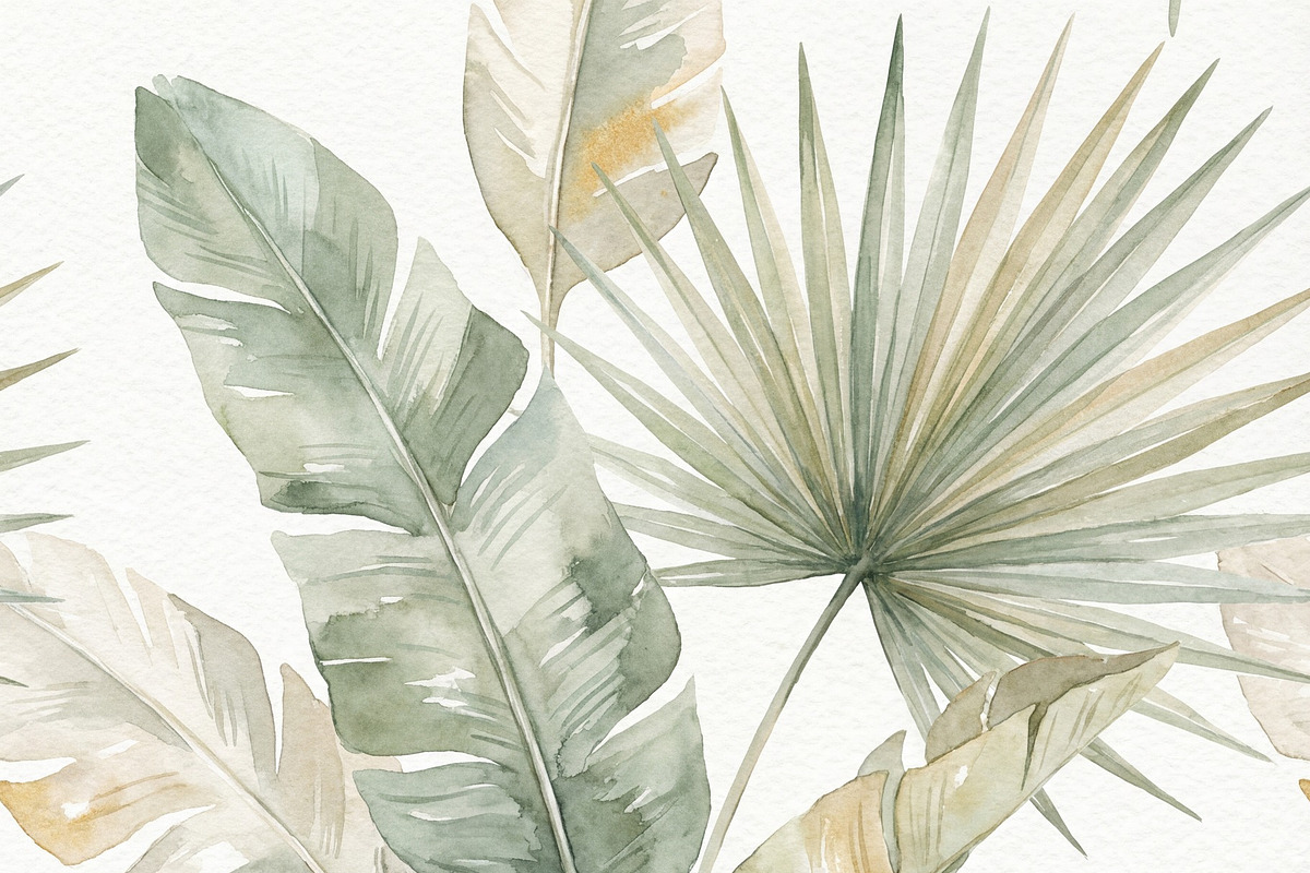 Watercolor Tropical Leaves Mural, a Decorative Illustration by Virgo Studio