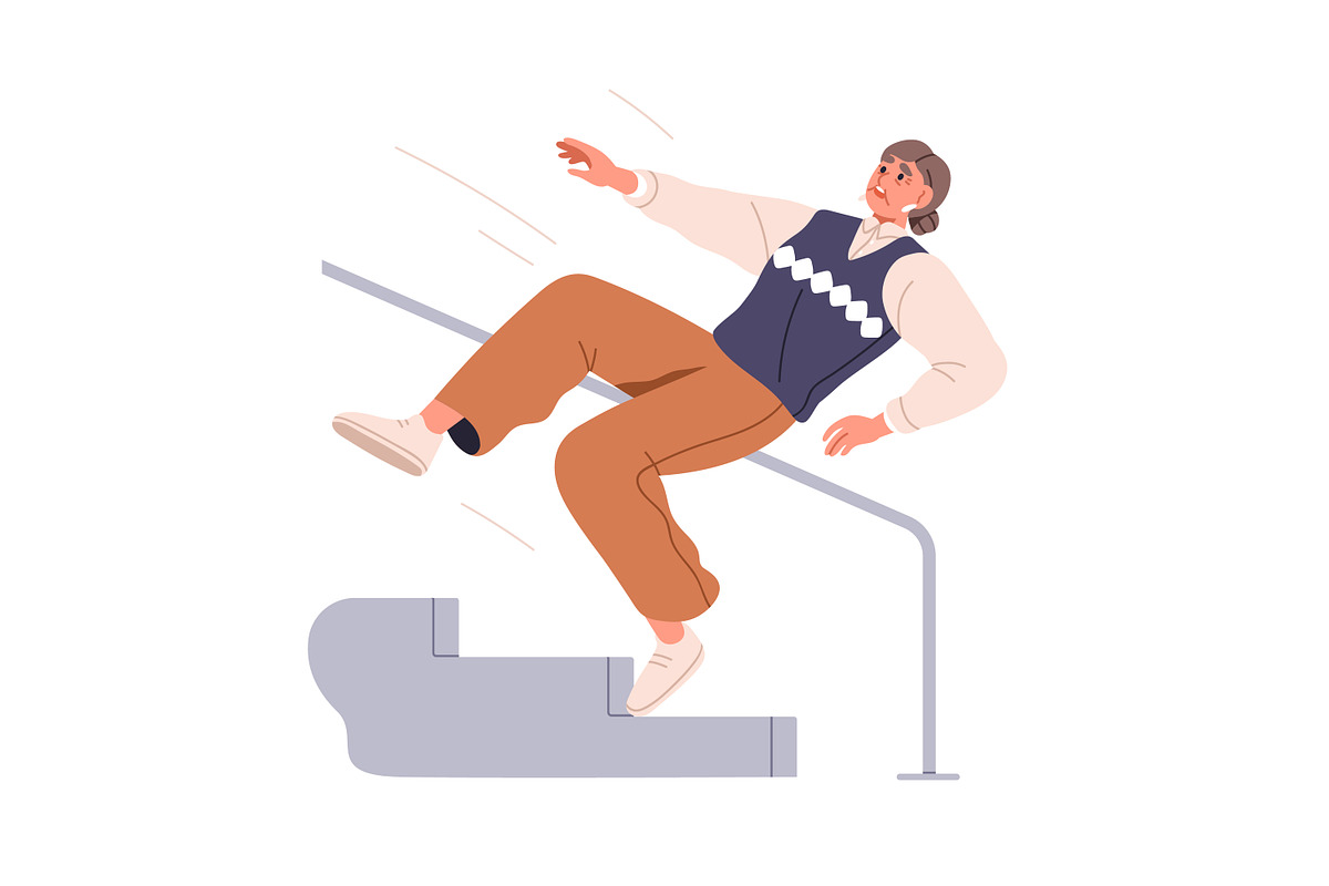 Old people fall down by accident set, a Person Illustration by Good Studio (Photo 4 of 7)