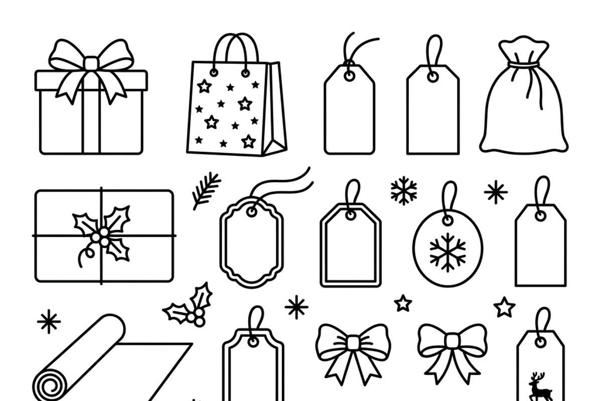 49 Christmas Packaging Gift Icons, an Outline Icon by adenpinkstore (Photo 1 of 18)