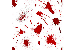 Red Blood Or Paint Splatters Splash Spot Seamless Pattern Background Vector Illustration