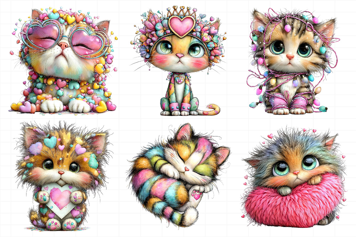Valentine Cat Clipart Bundle, an Illustration by Daily.Designs (Photo 5 of 8)