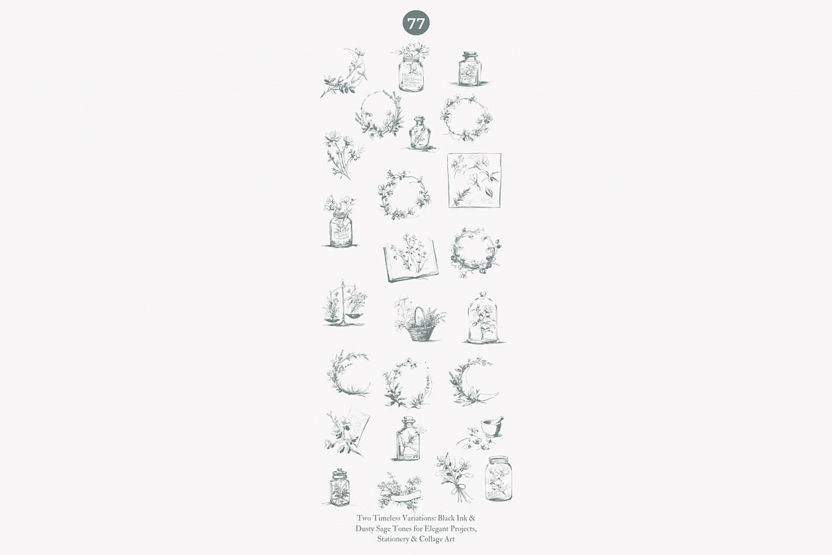 apothecary clipart vintage collectio, a Decorative Illustration by Patishop Art (Photo 9 of 10)