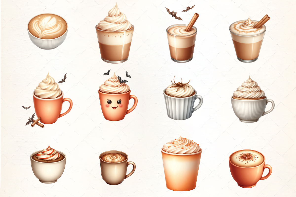 About Halloween Coffee Latte Clipart, an Illustration by CrexoraLab (Photo 4 of 5)