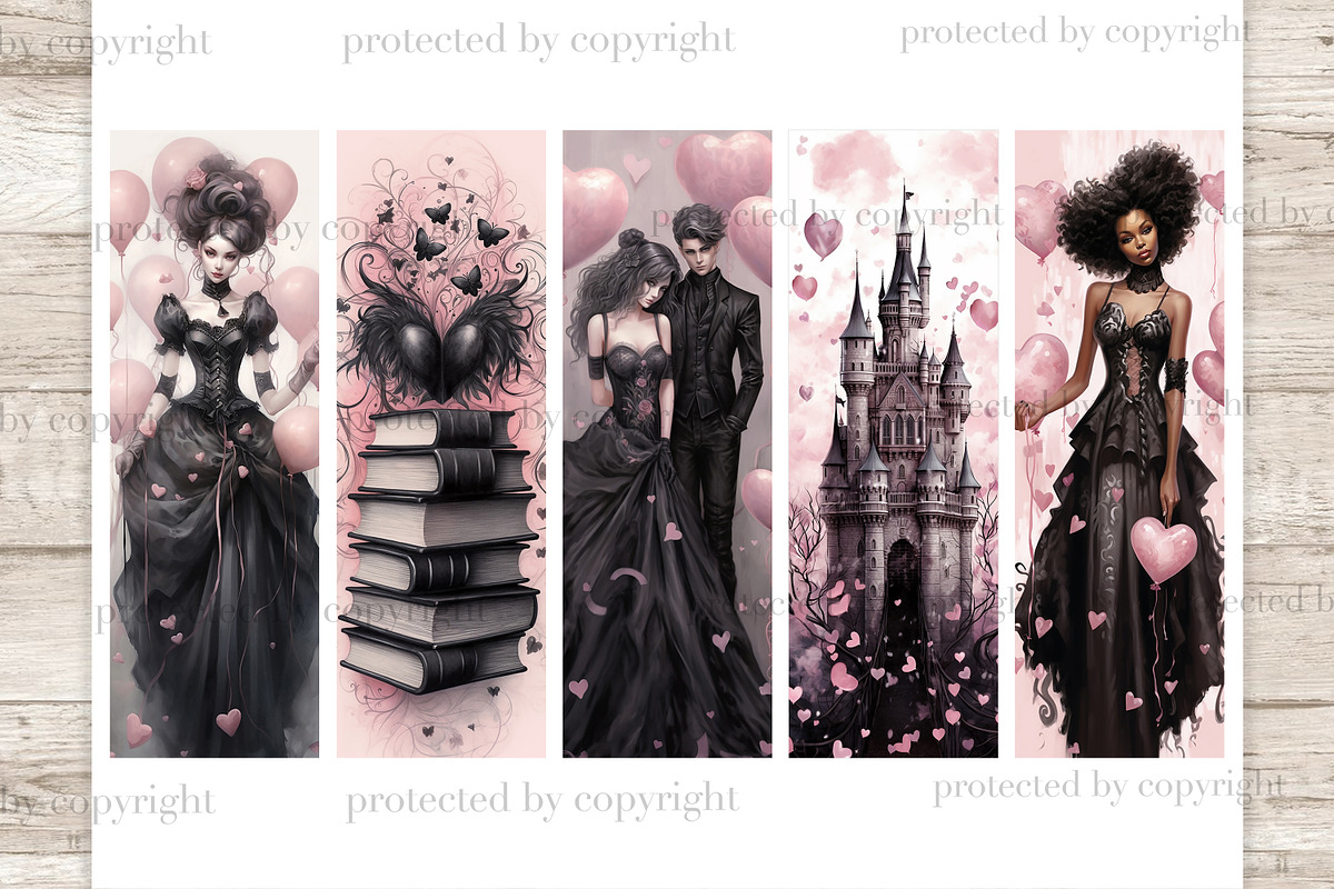 Gothic Love Bookmarks | Romantic, a Seasonal Illustration by GlamArtZhanna (Photo 3 of 3)