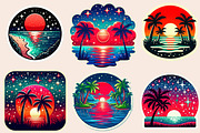Sunset Sticker Clipart Bundle, an Illustration by Designworld (Thumbnail 3 of 6)