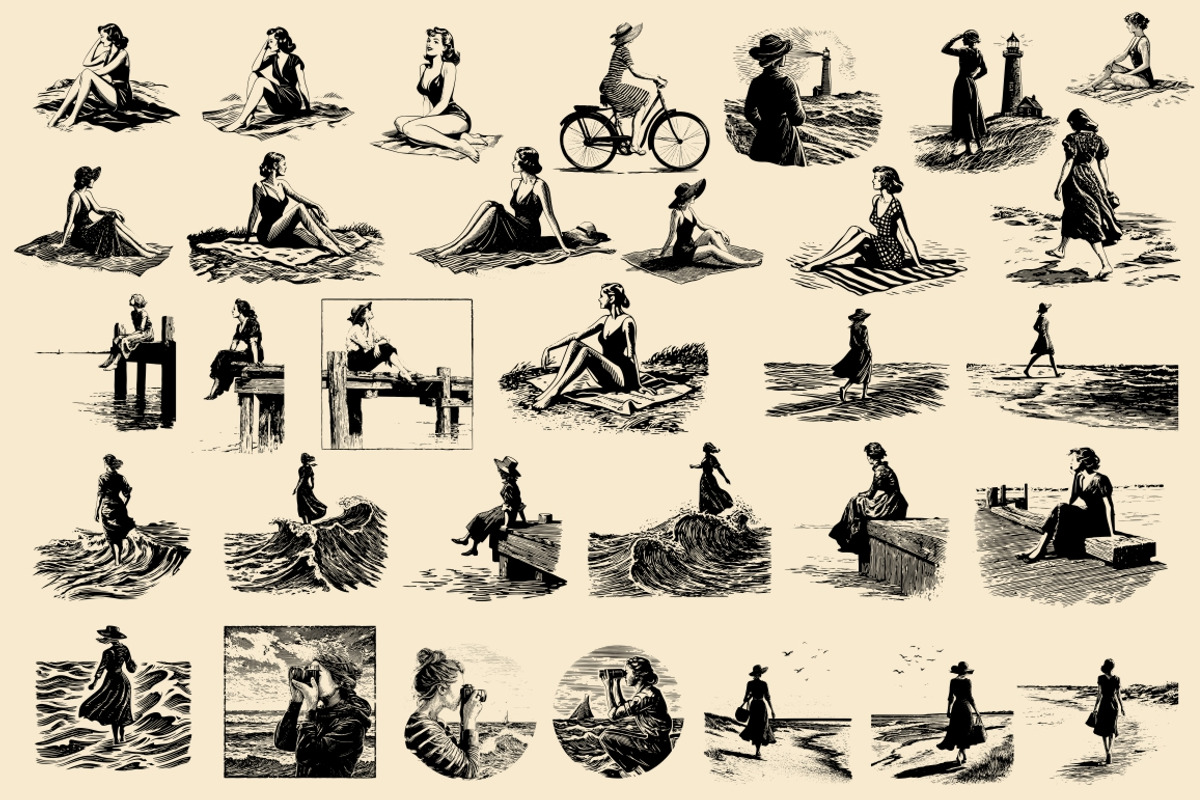 Vintage Coastal Travel Illustrations, an Object Illustration by Nocturnal Wolf (Photo 19 of 27)